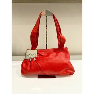 Fabrizio Poker Medium Size Genuine Leather Women's Shoulder Handbag Red